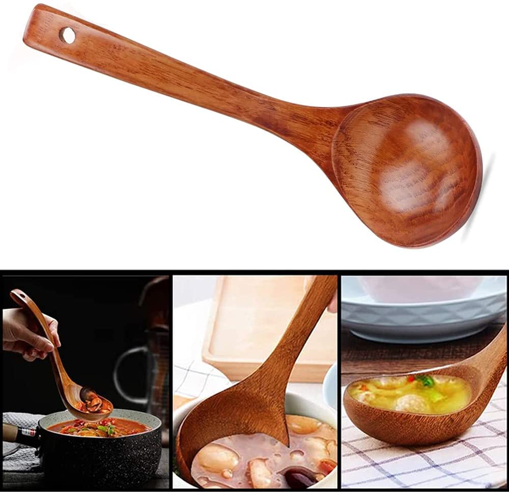 Natural Wooden Soup Ladle – Large Handmade Serving Spoon