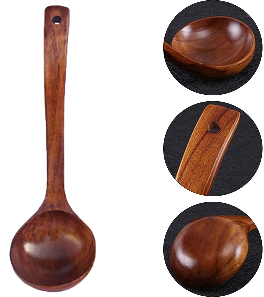 Natural Wooden Soup Ladle – Large Handmade Serving Spoon
