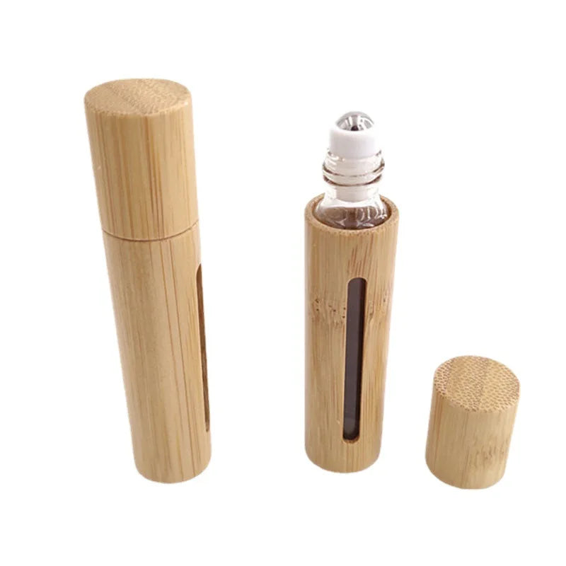 5–10ml Bamboo Perfume Roller Bottle – Refillable Oil & Aromatherapy Container