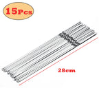 10/15-Piece Stainless Steel BBQ Skewers – Reusable Grill & Camping Tools
