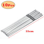 10/15-Piece Stainless Steel BBQ Skewers – Reusable Grill & Camping Tools