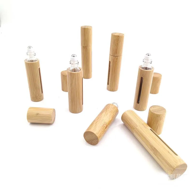 5–10ml Bamboo Perfume Roller Bottle – Refillable Oil & Aromatherapy Container