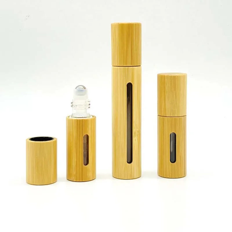 5–10ml Bamboo Perfume Roller Bottle – Refillable Oil & Aromatherapy Container