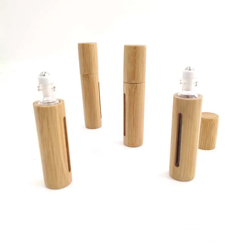 5–10ml Bamboo Perfume Roller Bottle – Refillable Oil & Aromatherapy Container