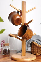 130ml Solid Wood Tea Cup with Handle – Wooden Water & Kitchen Cup