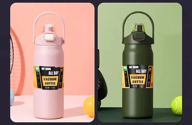 304 Stainless Steel Thermal Mug – Portable Insulated Water Bottle with Straw