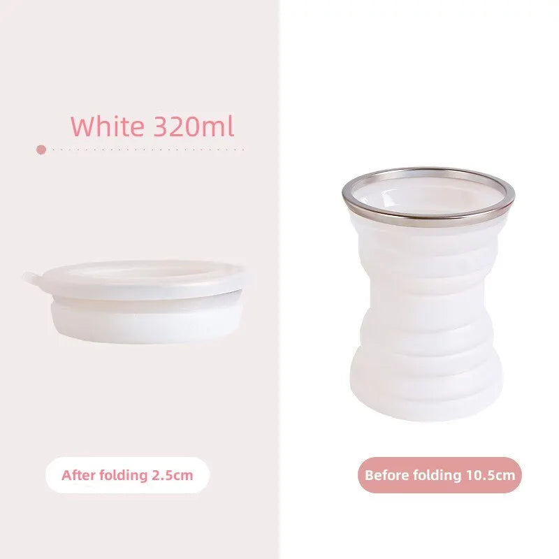 Heat-Resistant Silicone Folding Travel Mug with Lanyard