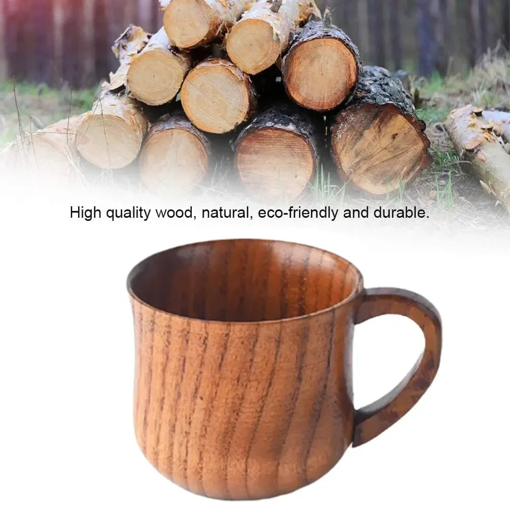130ml Solid Wood Tea Cup with Handle – Wooden Water & Kitchen Cup