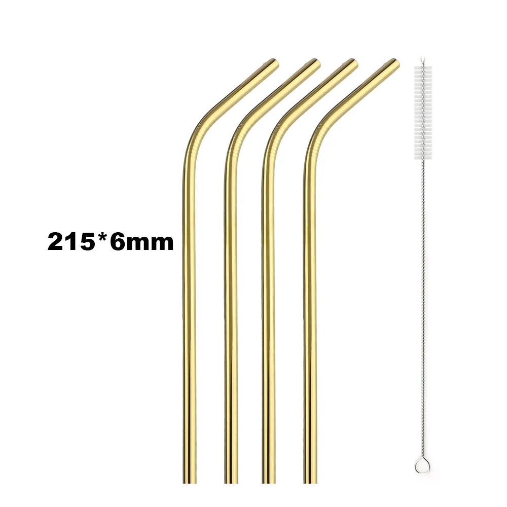 Reusable 304 Stainless Steel Drinking Straws with Cleaning Brush