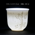 Embossed Dragon & Phoenix Master Teacup (White Jade Porcelain)