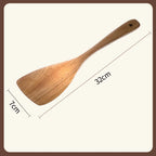 Long Natural Wood Non-Stick Cooking Spoon | Heat-Resistant Kitchen Utensil