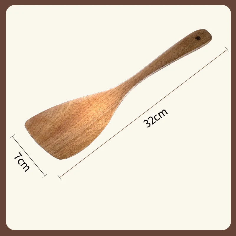 Long Natural Wood Non-Stick Cooking Spoon | Heat-Resistant Kitchen Utensil