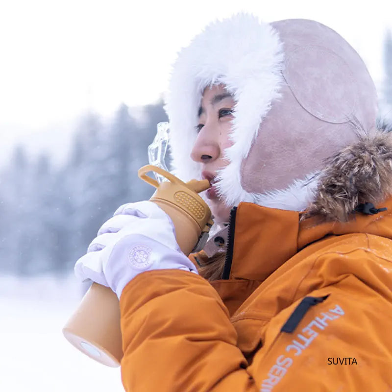 Double-Wall Thermal Water Bottle with Straw (600ml/750ml)Hot & Cold for 8-10 hours