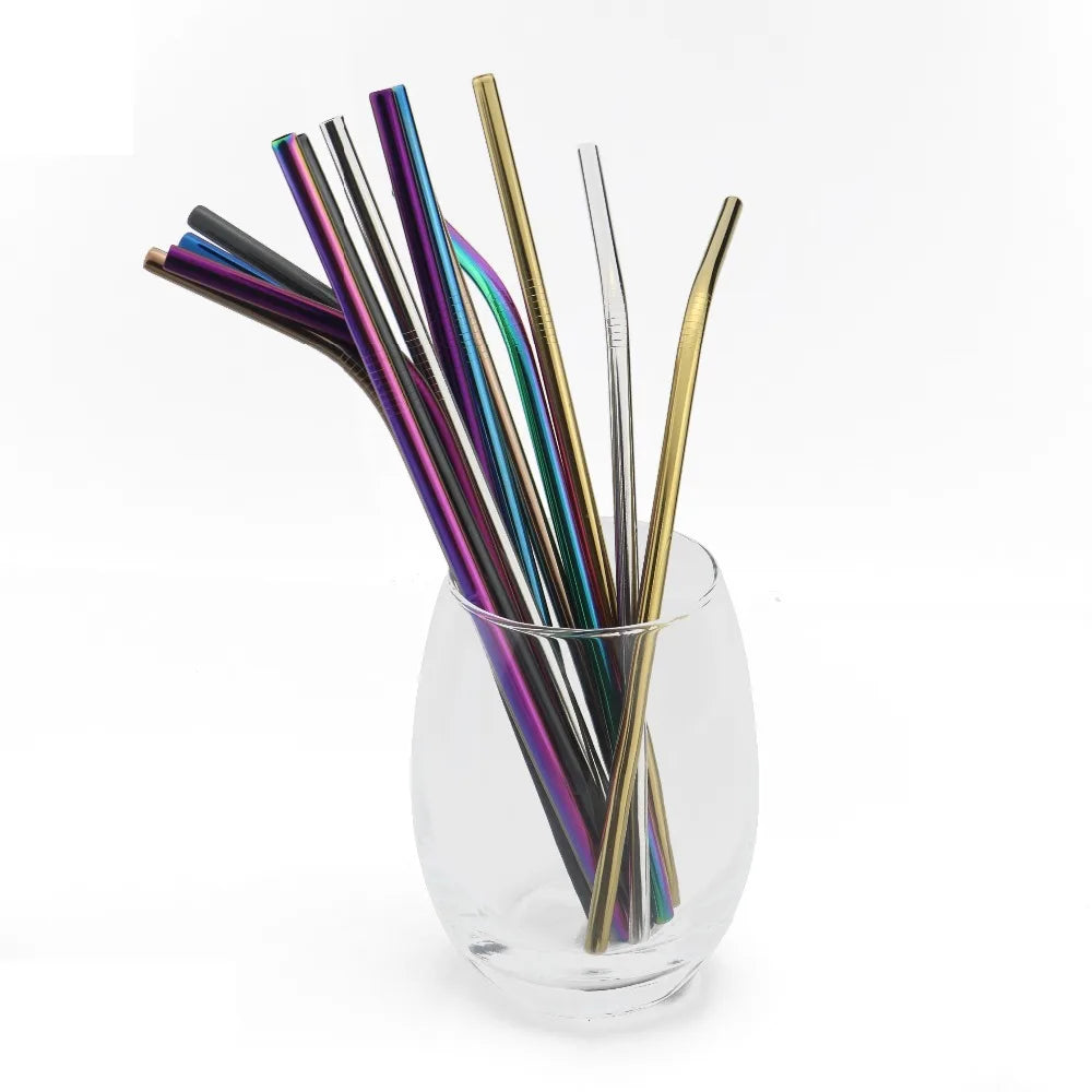 Reusable 304 Stainless Steel Drinking Straws with Cleaning Brush