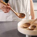 Long Natural Wood Non-Stick Cooking Spoon | Heat-Resistant Kitchen Utensil