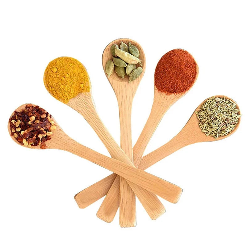 Wooden & Bamboo Tea Spoons – 1/6PCS Kitchen Serving Utensils