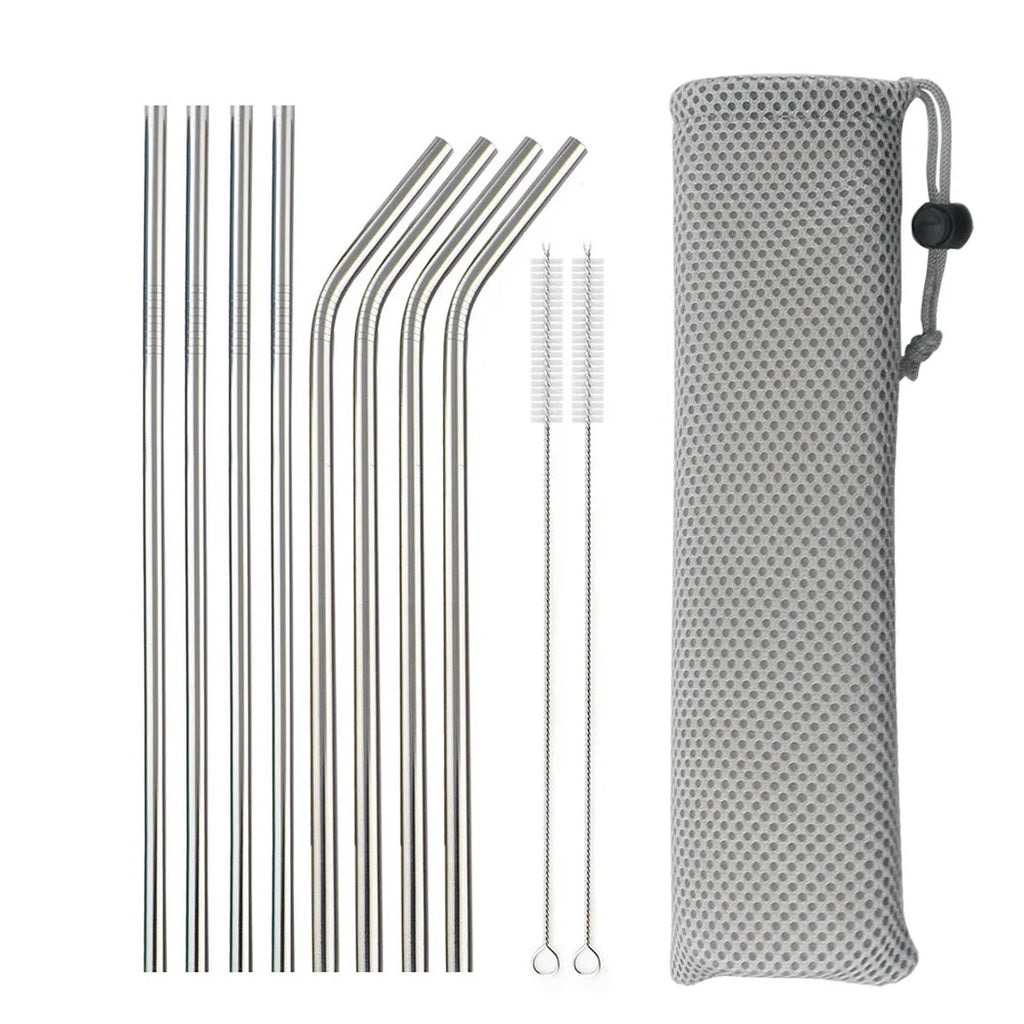 Reusable 304 Stainless Steel Drinking Straws with Cleaning Brush