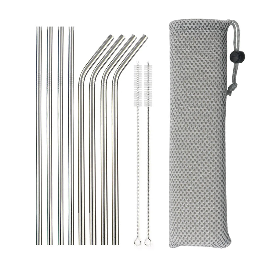Reusable 304 Stainless Steel Drinking Straws with Cleaning Brush