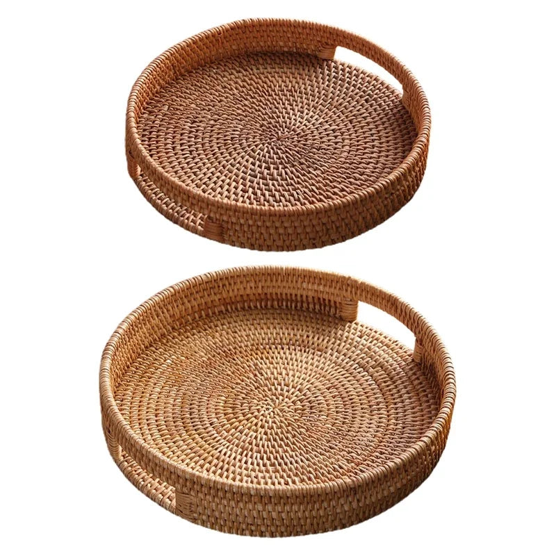 Handwoven Rattan Serving & Storage Basket