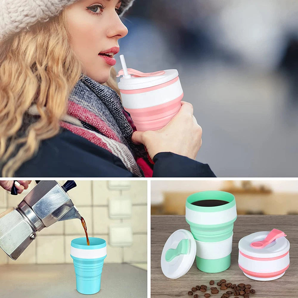 Portable Collapsible Silicone Travel Cups (350ml & 500ml)
