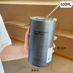600ml Stainless Steel Insulated Coffee Mug with Straw