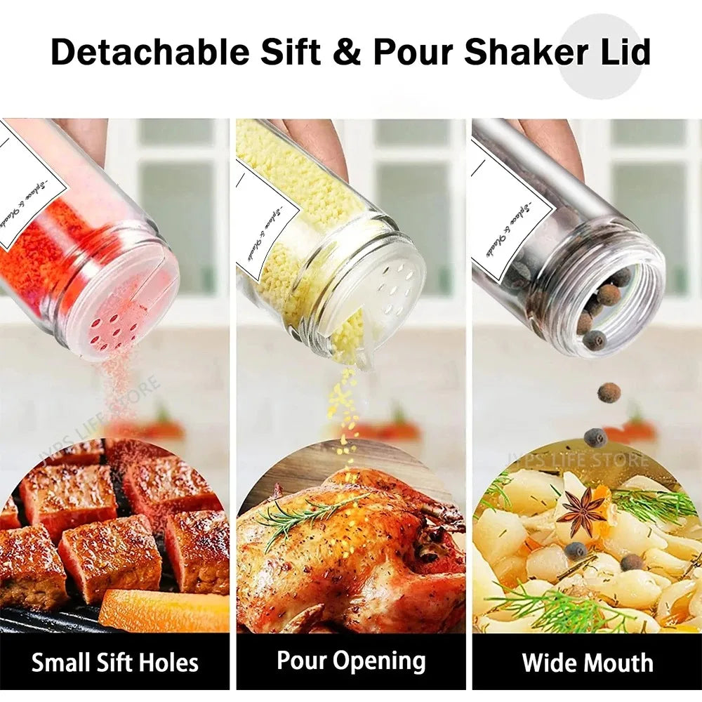 12-Piece Glass Spice Jar Set with Bamboo Lids & Labels