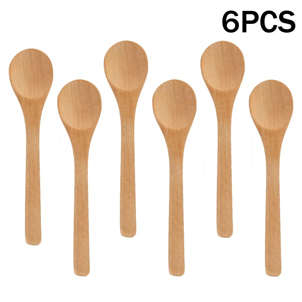 Wooden & Bamboo Tea Spoons – 1/6PCS Kitchen Serving Utensils