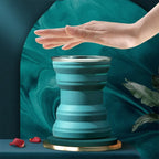 Heat-Resistant Silicone Folding Travel Mug with Lanyard