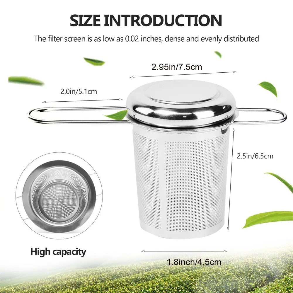 Stainless Steel Tea Infuser with Lid – Reusable Mesh Strainer for Teapots & Mugs