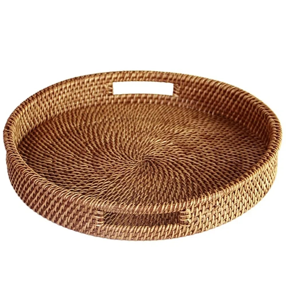 Handwoven Rattan Serving & Storage Basket