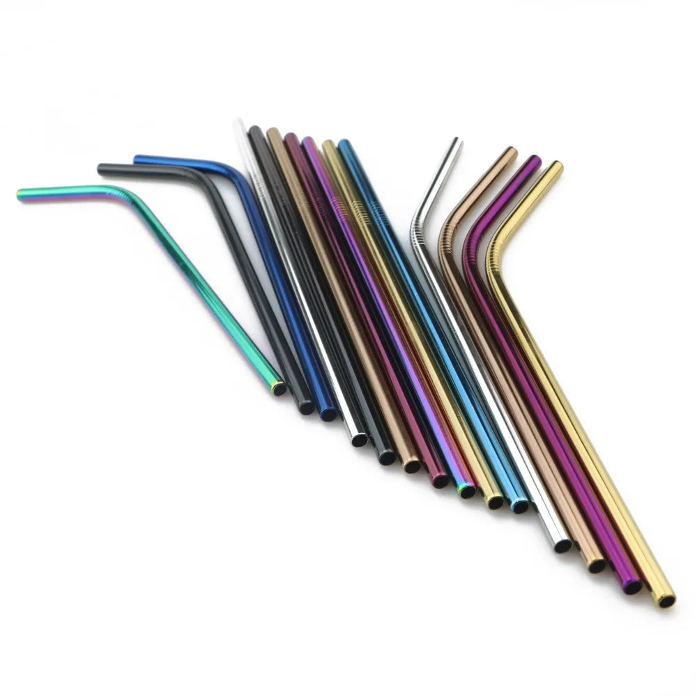 Reusable 304 Stainless Steel Drinking Straws with Cleaning Brush