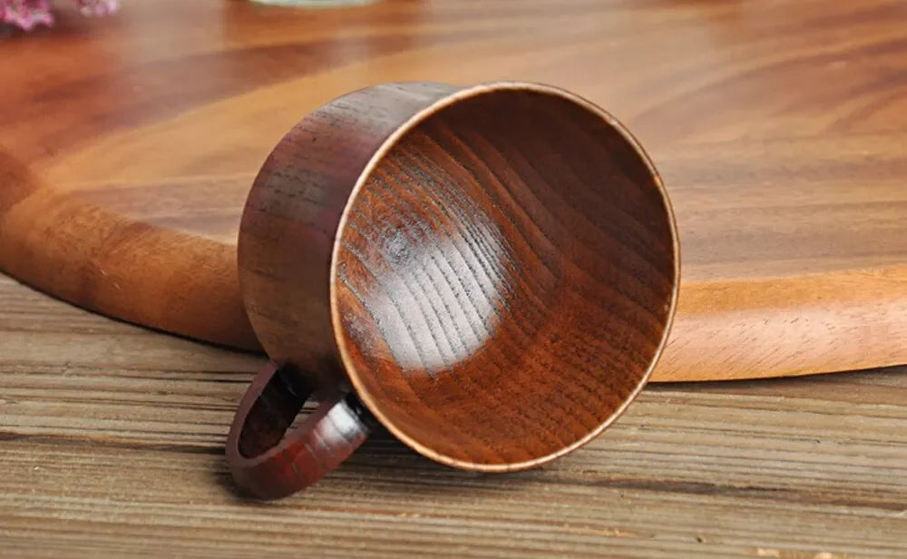 130ml Solid Wood Tea Cup with Handle – Wooden Water & Kitchen Cup