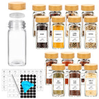 12-Piece Glass Spice Jar Set with Bamboo Lids & Labels