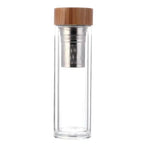 Stainless Steel Double-Wall Glass Tea Infuser Bottle with Bamboo Lid – 300/400/500ML