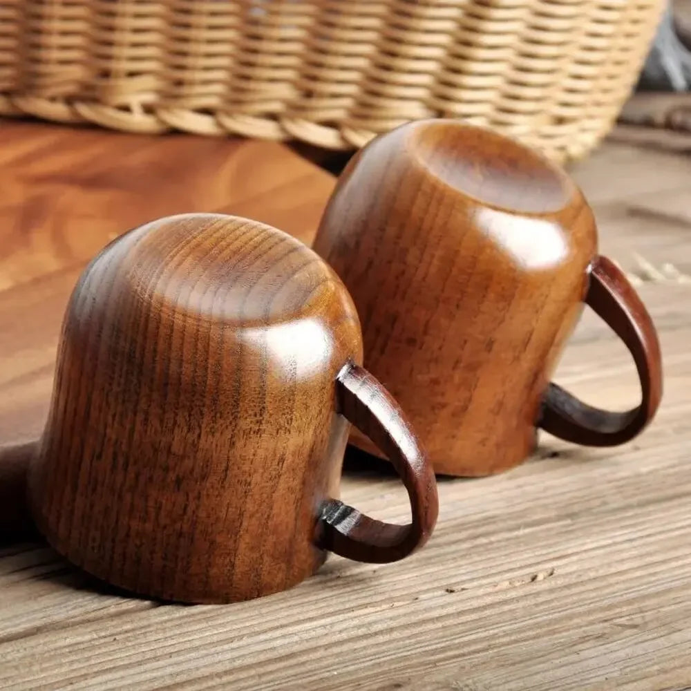 130ml Solid Wood Tea Cup with Handle – Wooden Water & Kitchen Cup