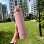 Double-Wall Thermal Water Bottle with Straw (600ml/750ml)Hot & Cold for 8-10 hours