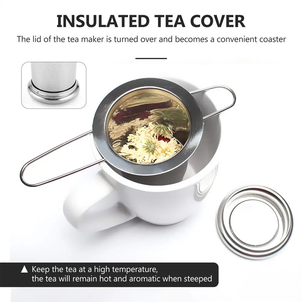Stainless Steel Tea Infuser with Lid – Reusable Mesh Strainer for Teapots & Mugs