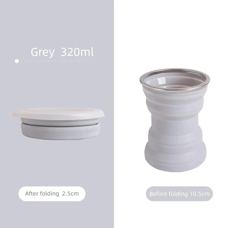 Heat-Resistant Silicone Folding Travel Mug with Lanyard