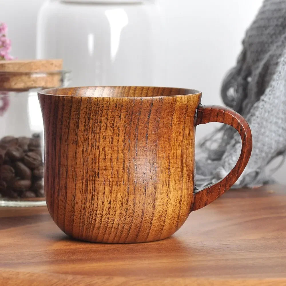 130ml Solid Wood Tea Cup with Handle – Wooden Water & Kitchen Cup