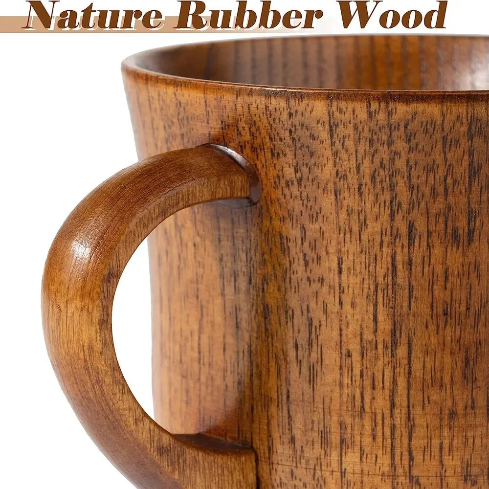 130ml Solid Wood Tea Cup with Handle – Wooden Water & Kitchen Cup