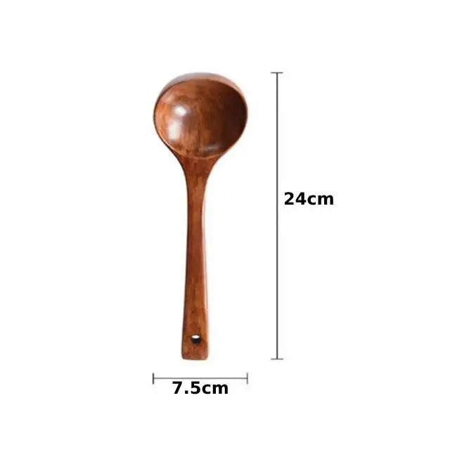 Natural Wooden Soup Ladle – Large Handmade Serving Spoon