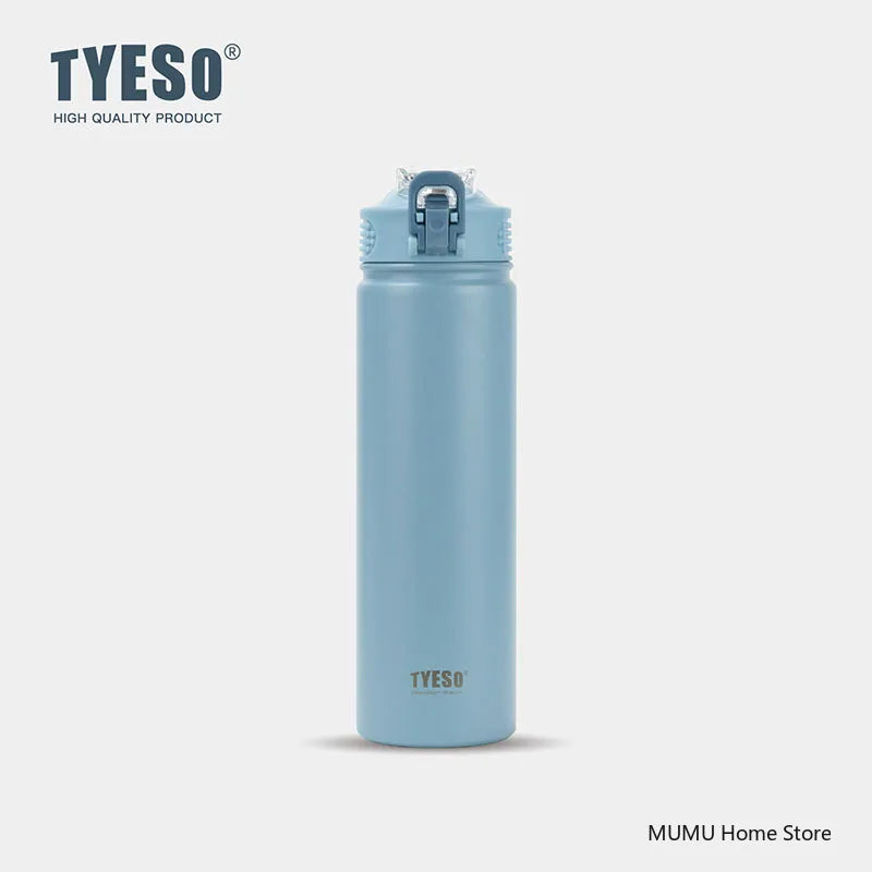 TYESO 600/750ML Stainless Steel Thermos Bottle with Straw – Insulated Sports Mug
