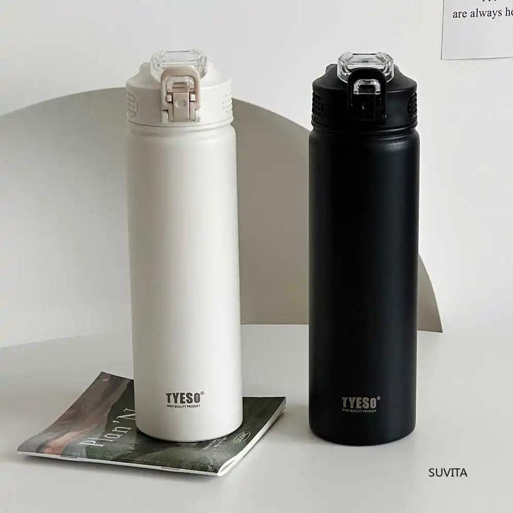 Double-Wall Thermal Water Bottle with Straw (600ml/750ml)Hot & Cold for 8-10 hours