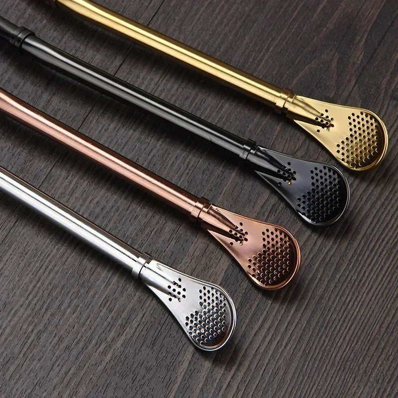 4pcs Stainless Steel Yerba Mate Straws with Cleaning Brush – Reusable Tea Bombilla