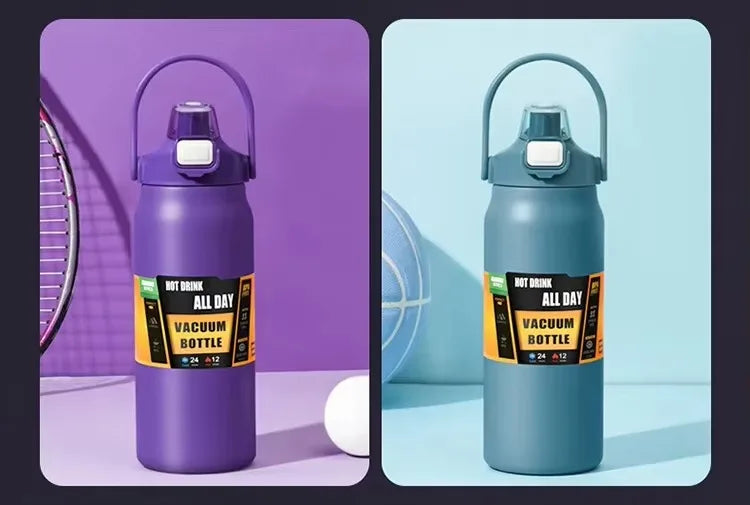 304 Stainless Steel Thermal Mug – Portable Insulated Water Bottle with Straw