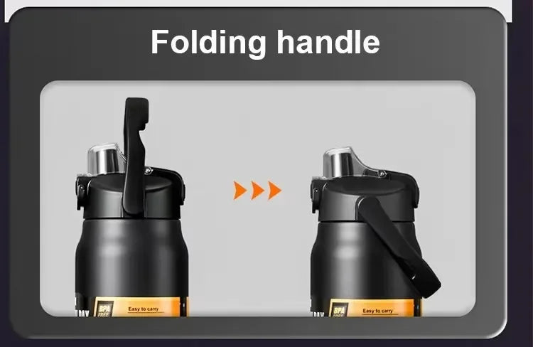 304 Stainless Steel Thermal Mug – Portable Insulated Water Bottle with Straw