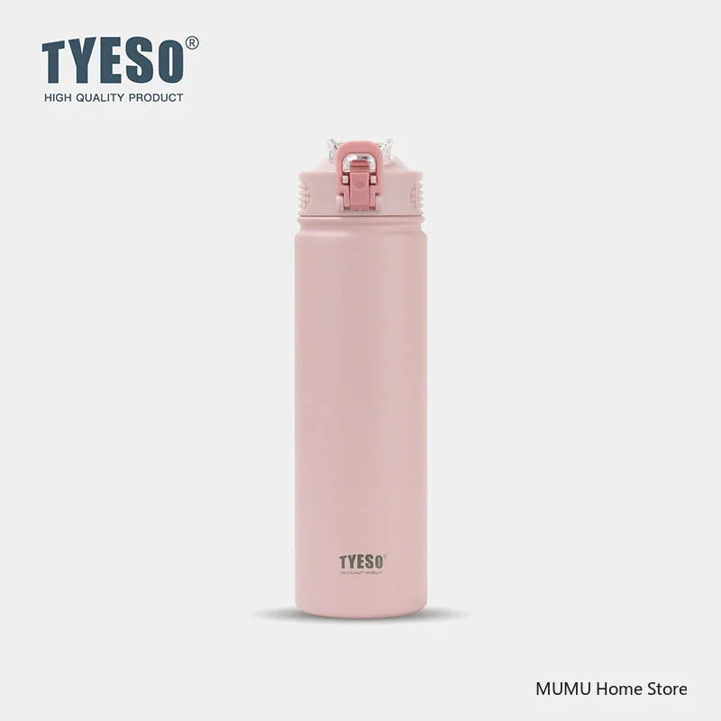 TYESO 600/750ML Stainless Steel Thermos Bottle with Straw – Insulated Sports Mug