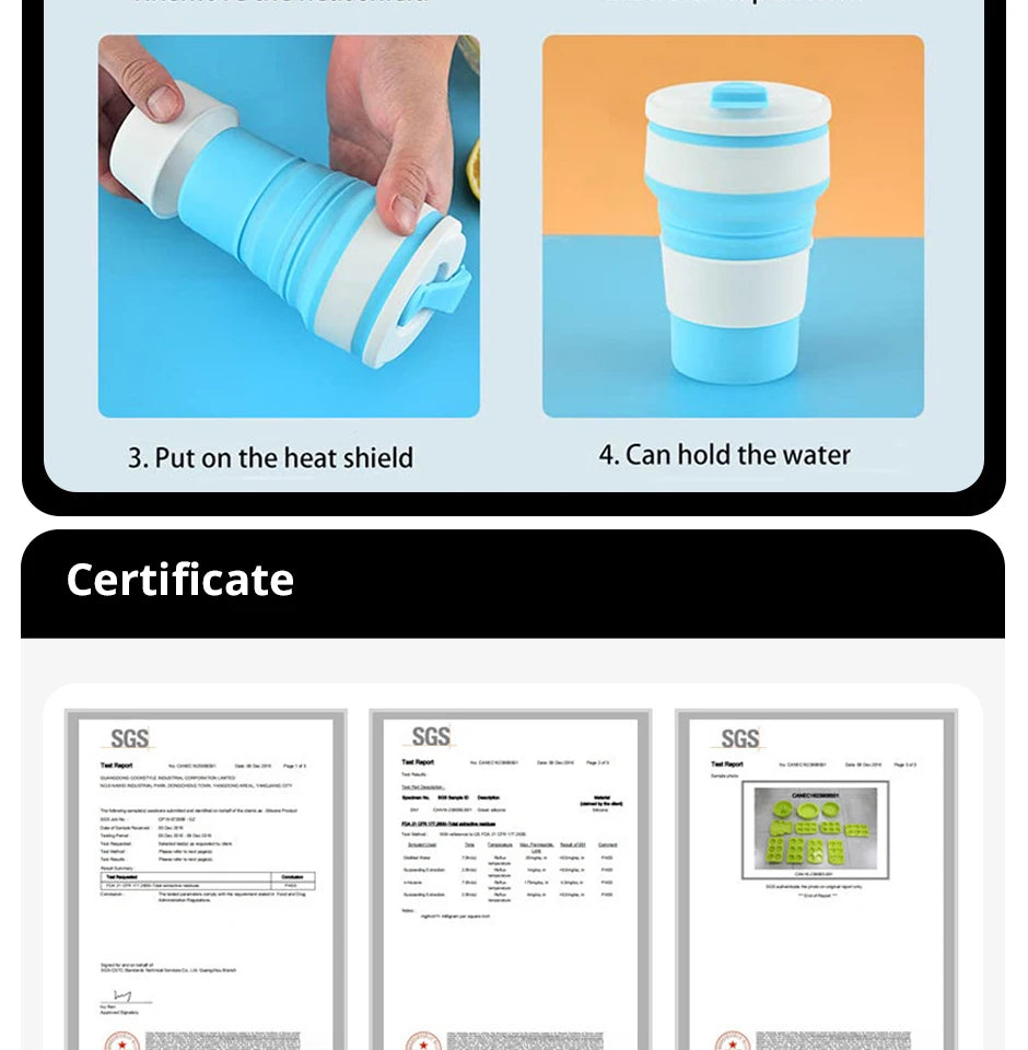 Portable Collapsible Silicone Travel Cups (350ml & 500ml)