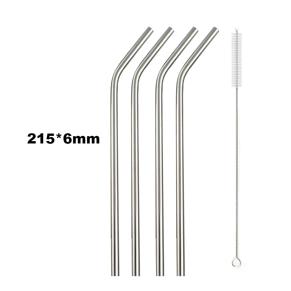 Reusable 304 Stainless Steel Drinking Straws with Cleaning Brush