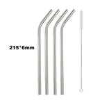 Reusable 304 Stainless Steel Drinking Straws with Cleaning Brush